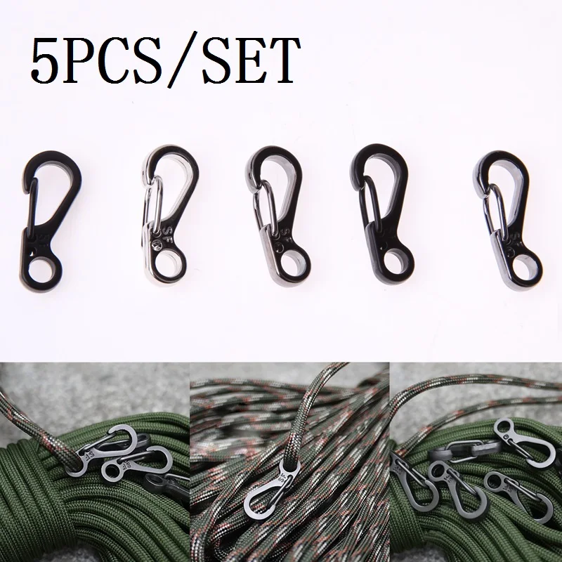 

Carabiner 5PCS D-type Spring Buckle Snap Alloy Mini Quickdraws Hook Paracord Camping Accessories Color Randomly EA14