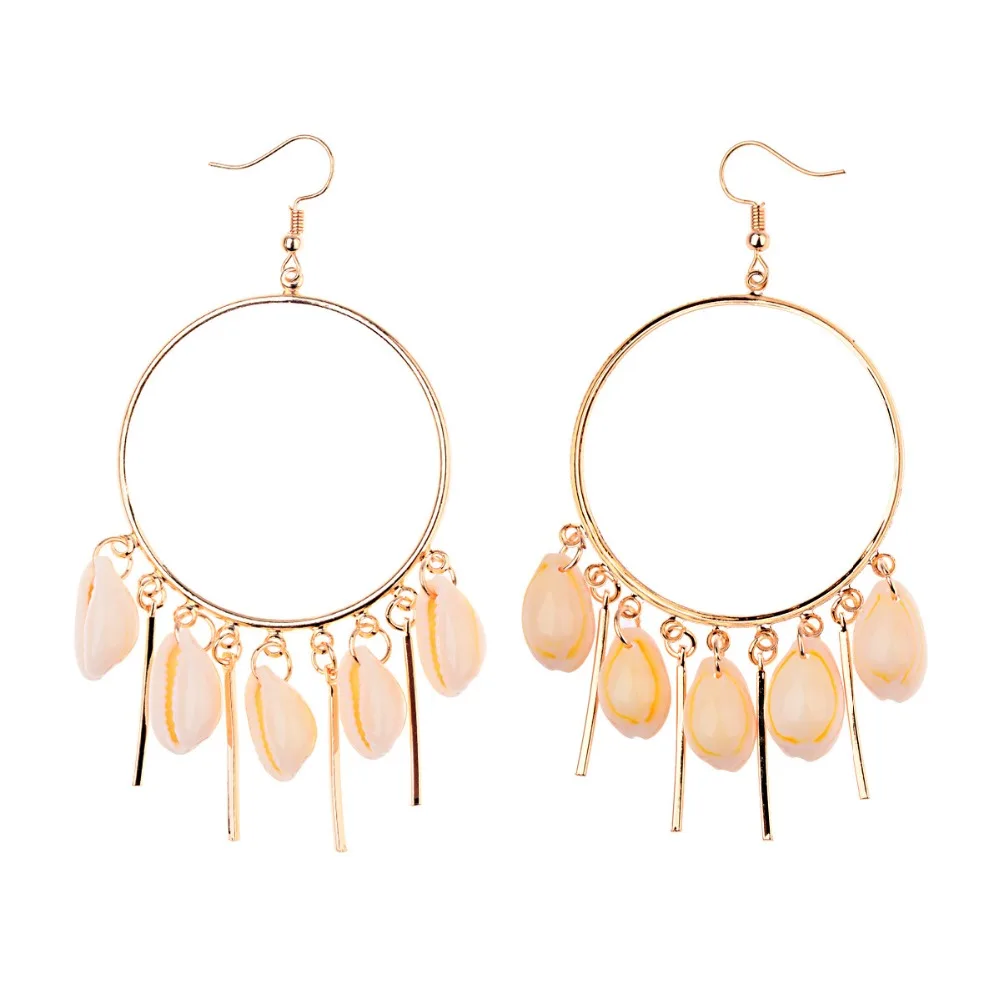 

Fashion women's bohemian style round pendant earrings high quality artificial ivory shell ladies earrings jewelry