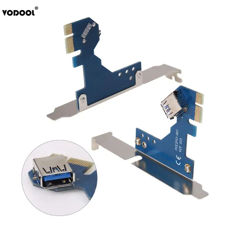 Адаптер переходник VODOOL PCI E Express X1 на Dual Riser с кабелем USB 3 0 длиной 1 м для