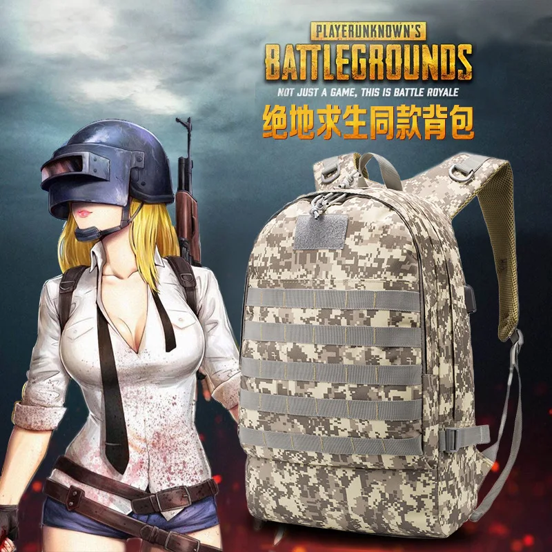 

PUBG Backpack For Men School Bags Mochila Pubg Battlefield Infantry Pack Travel Canvas USB Camouflage school backpacks for Boys