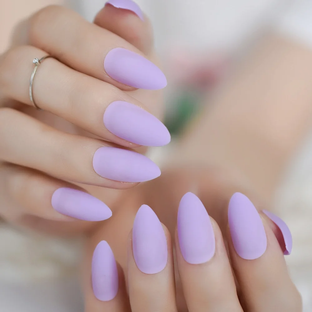 Aliexpress.com : Buy Frosted Alomond Medium Nails Plum Light Purple