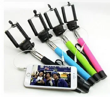 

by dhl or ems 100pcs Monopod Selfie Stick Handheld stick Cable Wired Selfie Monopod Clip Holder Extendable Selfie Stick Tripod