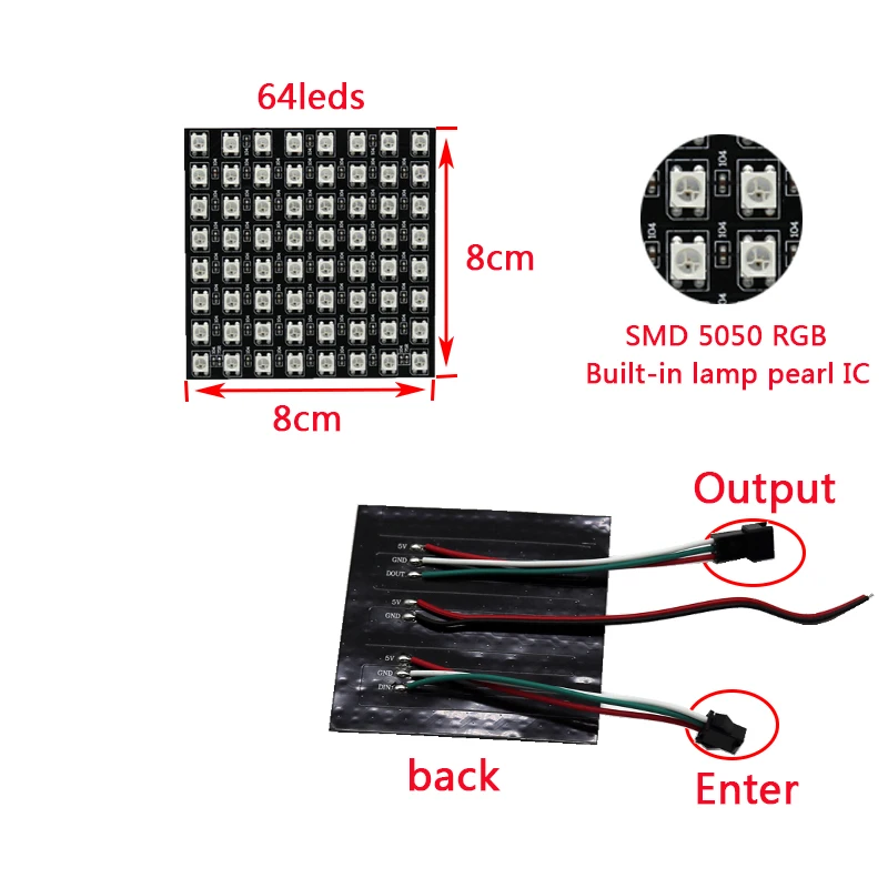 WS2812B панельный экран 8*8,16*16,8*32 пикселей 256 пикселей цифровой гибкий светодиодный, программируемый индивидуально адресуемый полноцветный DC5V