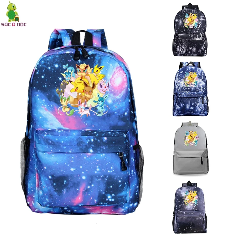 

Pokemon Children School Bags Fashion Backpacks Unisex School Bags Traveling Bags Teenager Rucksack Canvas Anime Mochila Pusheen