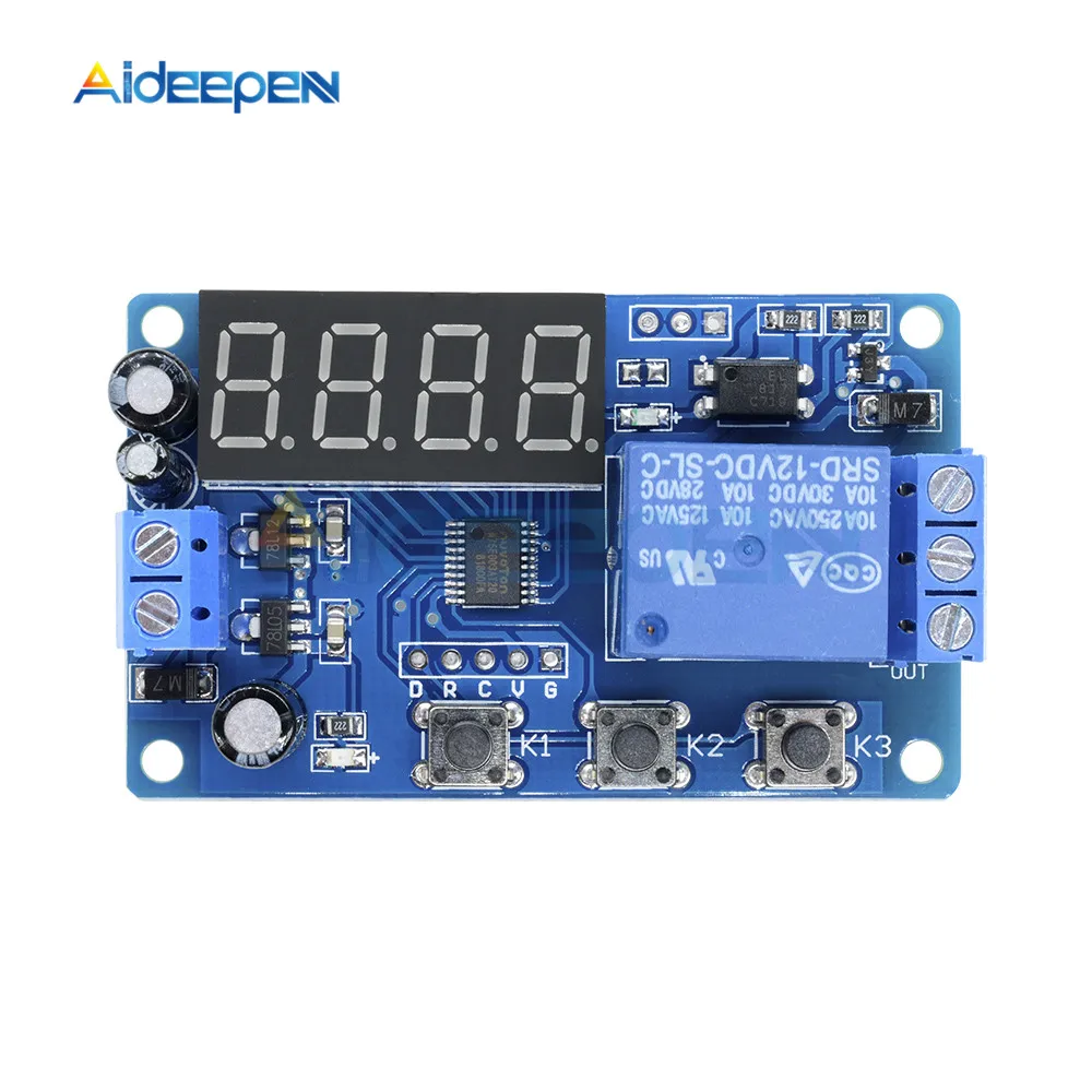 

DC 12V Time Delay Relay Module 4 Digit LED Digital Timer Control Switch PLC Timing Anti Reverse Voltage Regulator