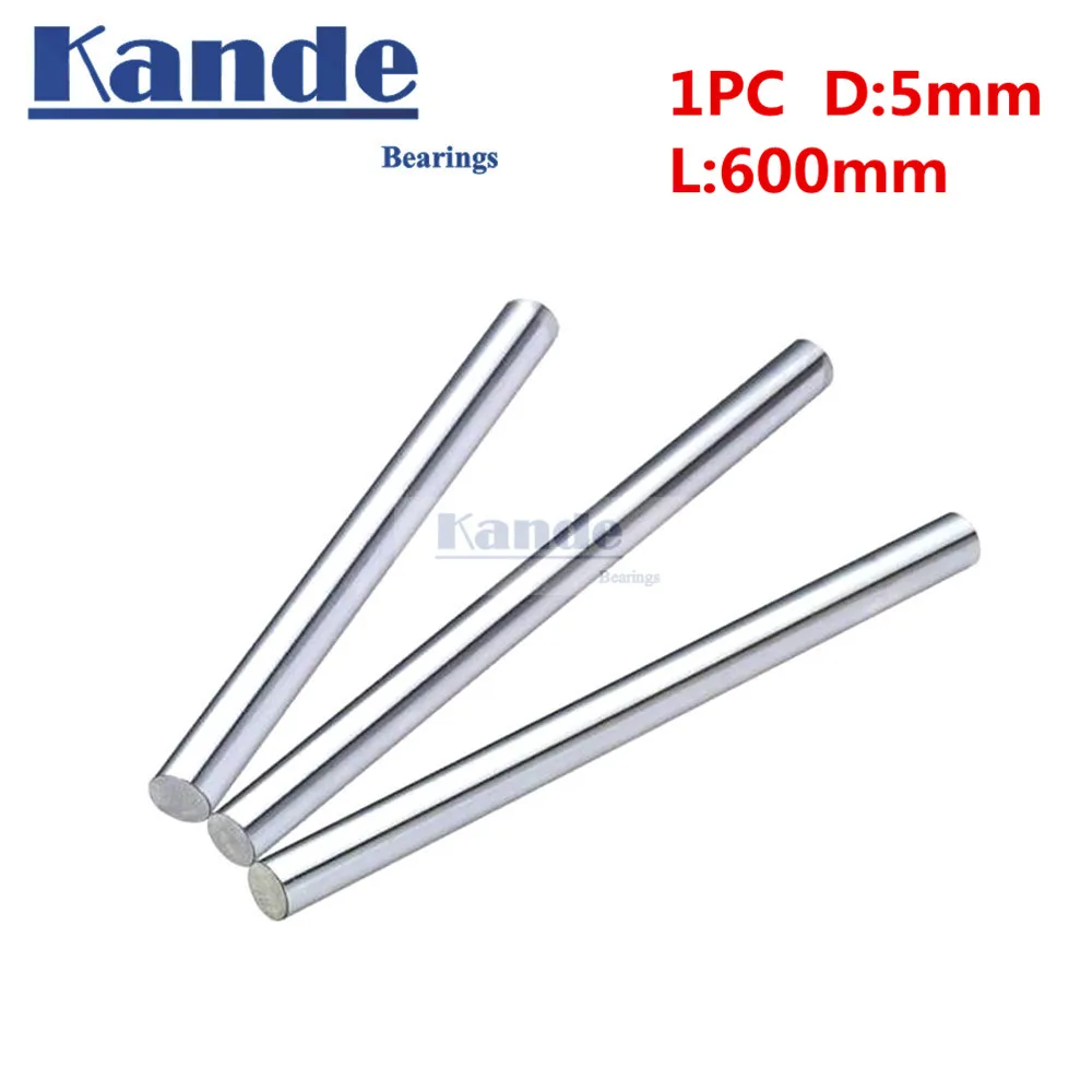 Kande Bearings 1pc d: 5mm 3D printer rod shaft 5mm linear shaft chrome plated rod CNC parts 600mm chrome hardened