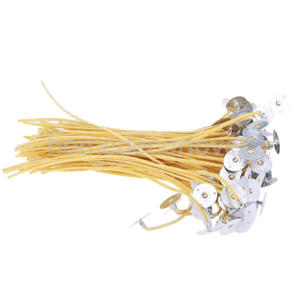 50/100pcs Beeswax Candle Wicks Pre Waxed with Sustainers for Candle Making Crafts 20cm 