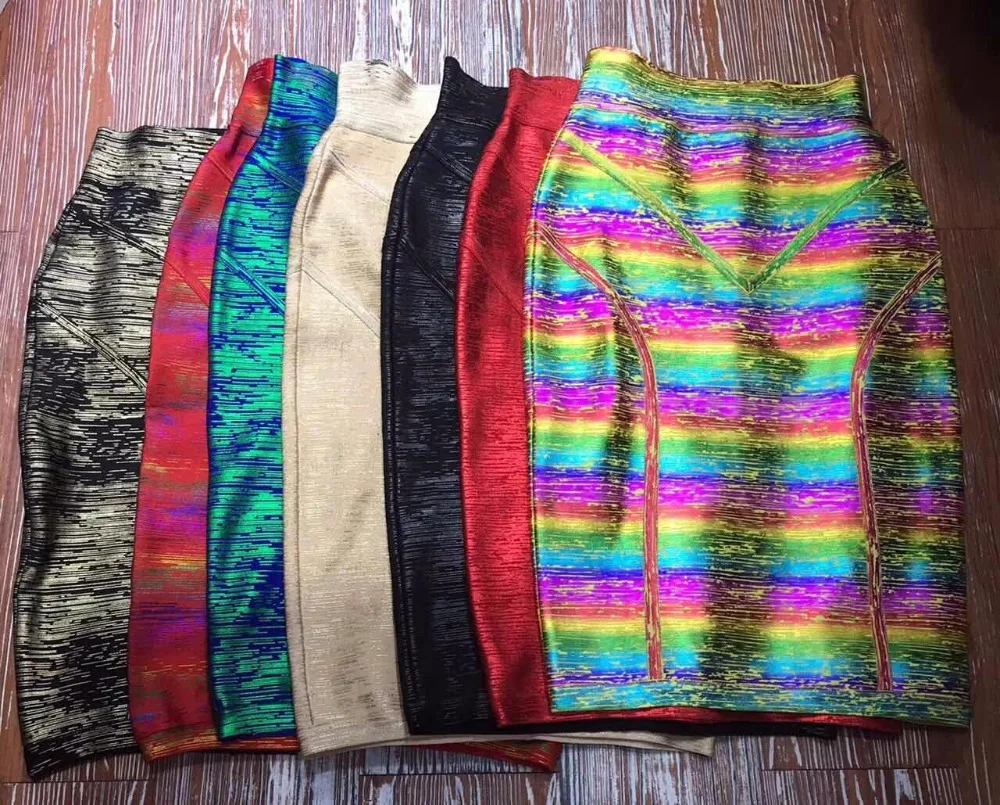

Wholesale 7 Colors Sexy Gold Green Bandage Skirt New Arrival 2018 Women Designer Bodycon Pencil Skirts 58CM