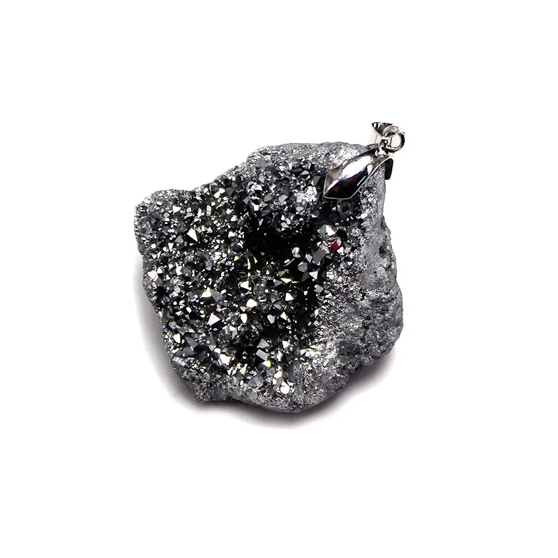 Горячая Распродажа радужные кристаллы geode druzy Кулон из натурального камня уникальное титановое Сверкающее ювелирное ожерелье подарок друзовый кварц ожерелье