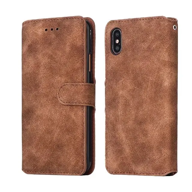 

High Quality Business Leather Leather Flip Case For iPhone8 7 6s Plus Retro Cover Wallet Stand Vintage Flip Cover For iPhoneXs X