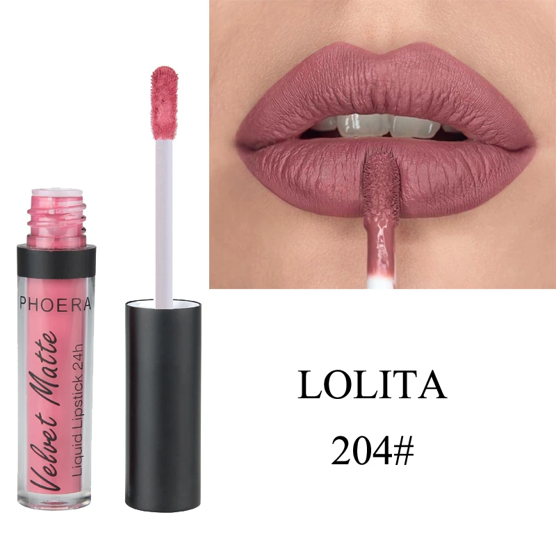 

PHOERA Liquid Rouge Velvet Matte Lipstick Natural Waterproof Moisturizing NonStick Cup Lip Gloss Cosmetics Sexy Makeup TSLM2