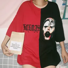 NiceMix Fashion Brand Summer Women Hip Hop t shirt Clown Printed T-shirt Embroidered Panelled Couples T-shirt Loose Plus Size Te NiceMix Fashion Brand Summer Women Hip Hop t shirt Clown Printed T-shirt Embroidered Panelled Couples T-shirt Loose Plus Size Te