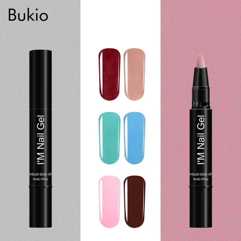 

Bukio Primer Hybird 1pcs Gel Polish Pen Novel Design Nail Gel Varnish Brush UV Easy Nail Art Gel Paint Ink Pen Top Base Coat Set