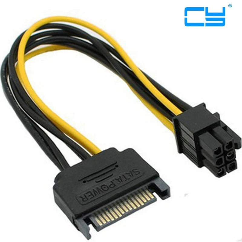 SATA 15 Pin Male To PCI-E PCI Express 6Pin Video Card Power Adapter Cable HOT!!!