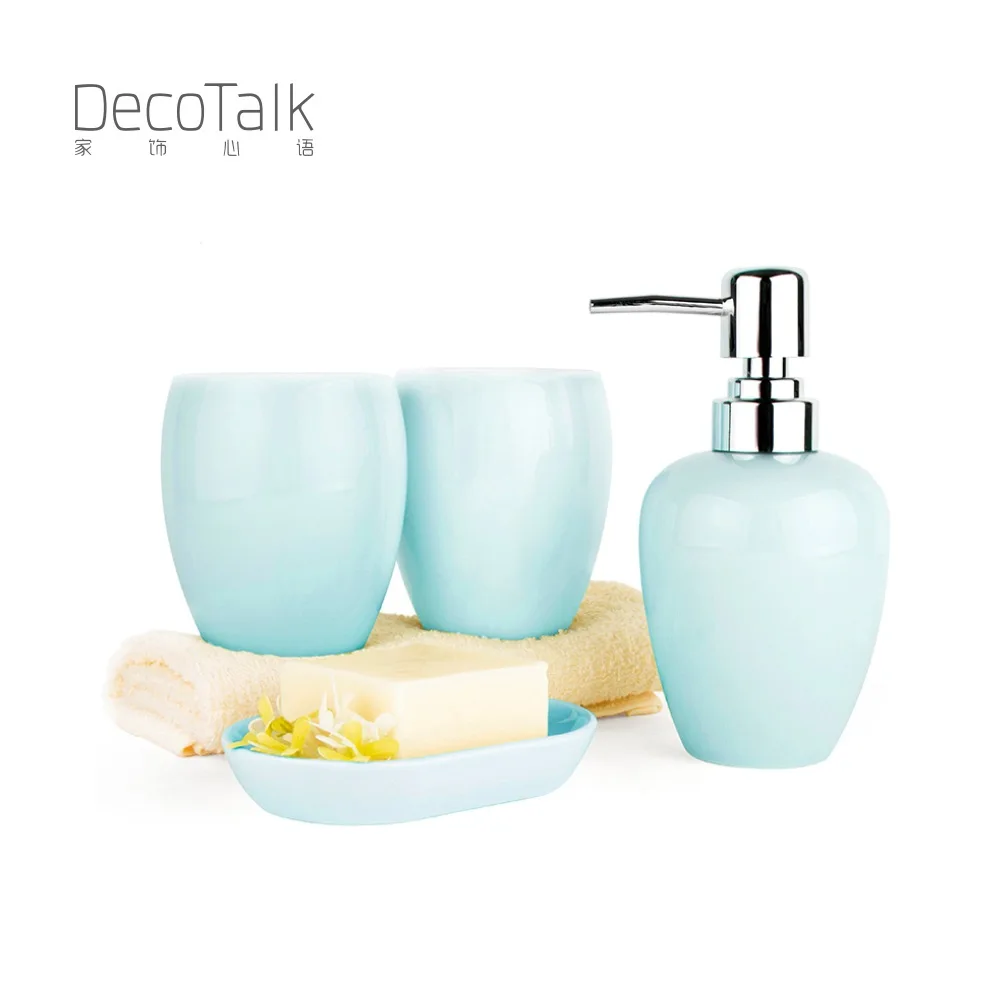 

Free Shipping Nordic Style Glazed Ceramic Bathroom Accessories Set 4 Piece Set Hotel Bathroom Supply Kits Wash Suite