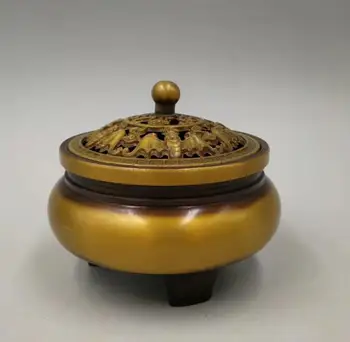 

China pure brass Seiko carving Bats Lid incense burner