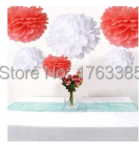 

12PCS Mixed Coral White Party Tissue Pom Poms Wedding Flowers Birthday Anniversary Party Paper Hanging Decoration