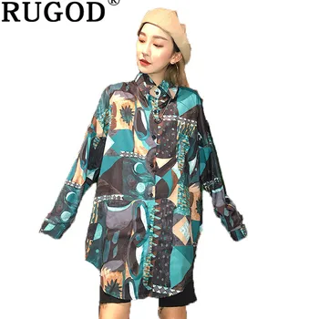 

RUGOD Spring summer printed blouse female 2019 fashion long sleeve loose shirts women Korean Casual office wear vetement femme