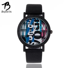 BAJEETA Unique Cadran Sport Étudiant Montre Mode Quartz En Cuir Femmes Hommes Montre Hip-Hop Casual Montre-Bracelet Relogio Feminino Horloge