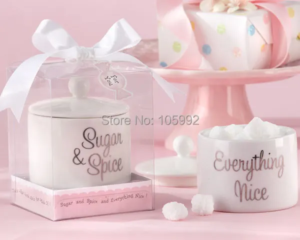 

"Sugar & Spice & Everything Nice" Sugar Bowl Tea Party Wedding Favor Storage Bottle 2pcs/lot Sweet love