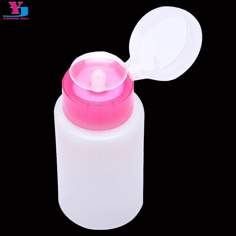 Top Quality 150ML Pink Empty Pump Liquid Alcohol Press Nail Polish Remover Cleaner Bottle Dispenser Make Up Refillable Container 250ml anti static alcohol liquid press pumping dispenser empty bottle