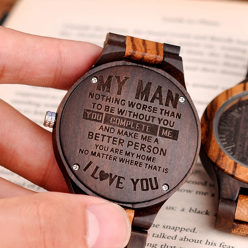 Personalized Wood Watches for Men Anniversary Gift Custom Groomsmen Present Father' Day Gift