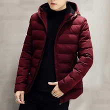 Мужская парка, зимние мужские толстые пальто, куртки, Повседневная мода, хлопок, одноцветная, с капюшоном, теплая,, брендовая одежда, черные куртки, пальто