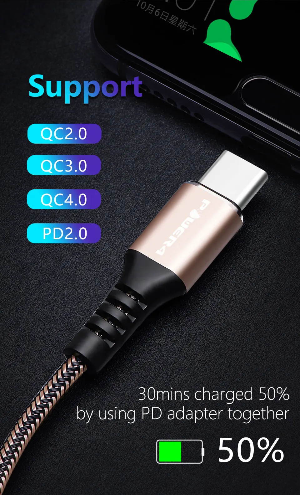 Кабель Power4 usb type C для кабеля USB C для samsung S9 Быстрый кабель зарядное устройство для Macbook/Apple мобильный телефон зарядный кабель USB-C