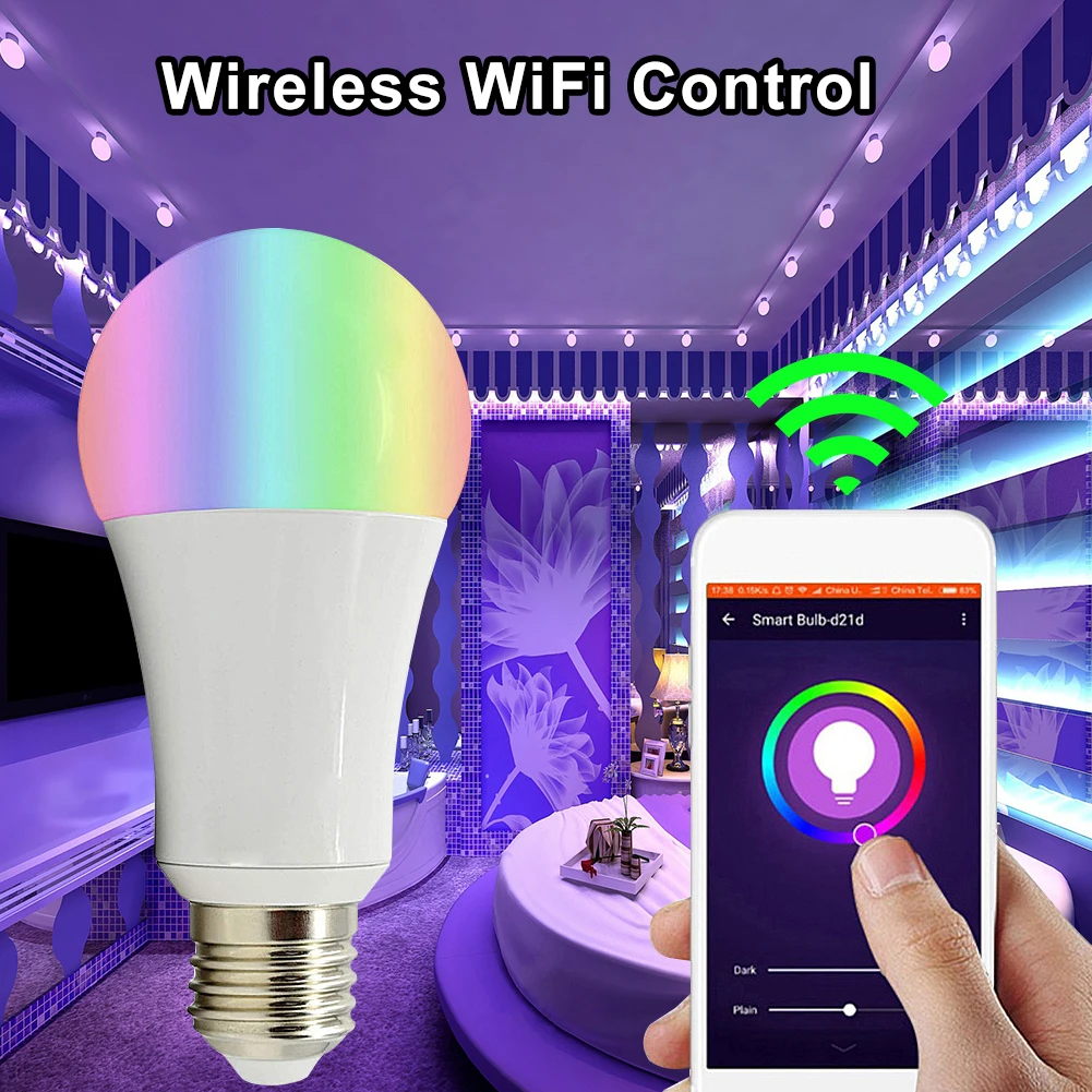 RGBW Bulb WIFI Wireless Control E27 B22 RGB Dimmable Lamp 9W Home LED Smart Bulb 16 million color light Amazon Alexa Control