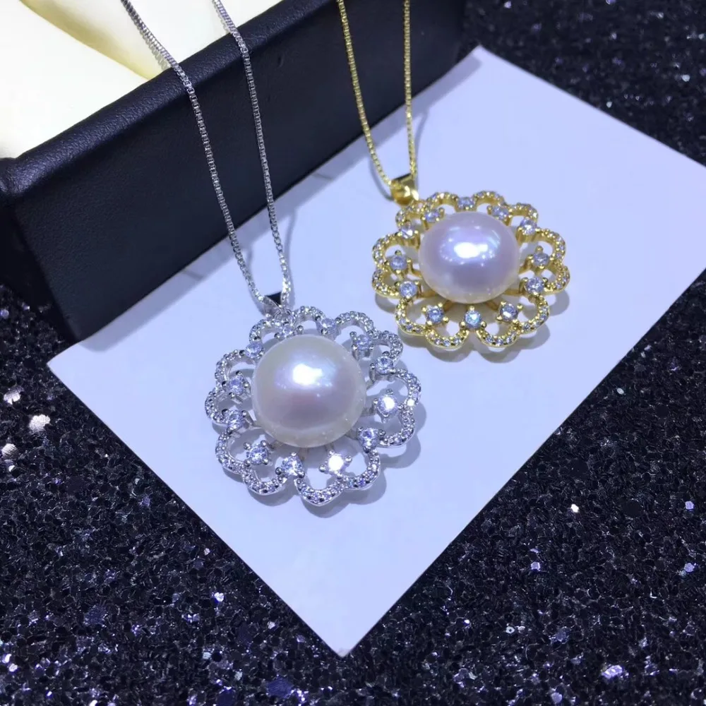 

YIKALAISI 925 sterling silver jewelry for women 100% natural 11-12mm freshwater pearl choker pendant 2018 new fashion Wholesale