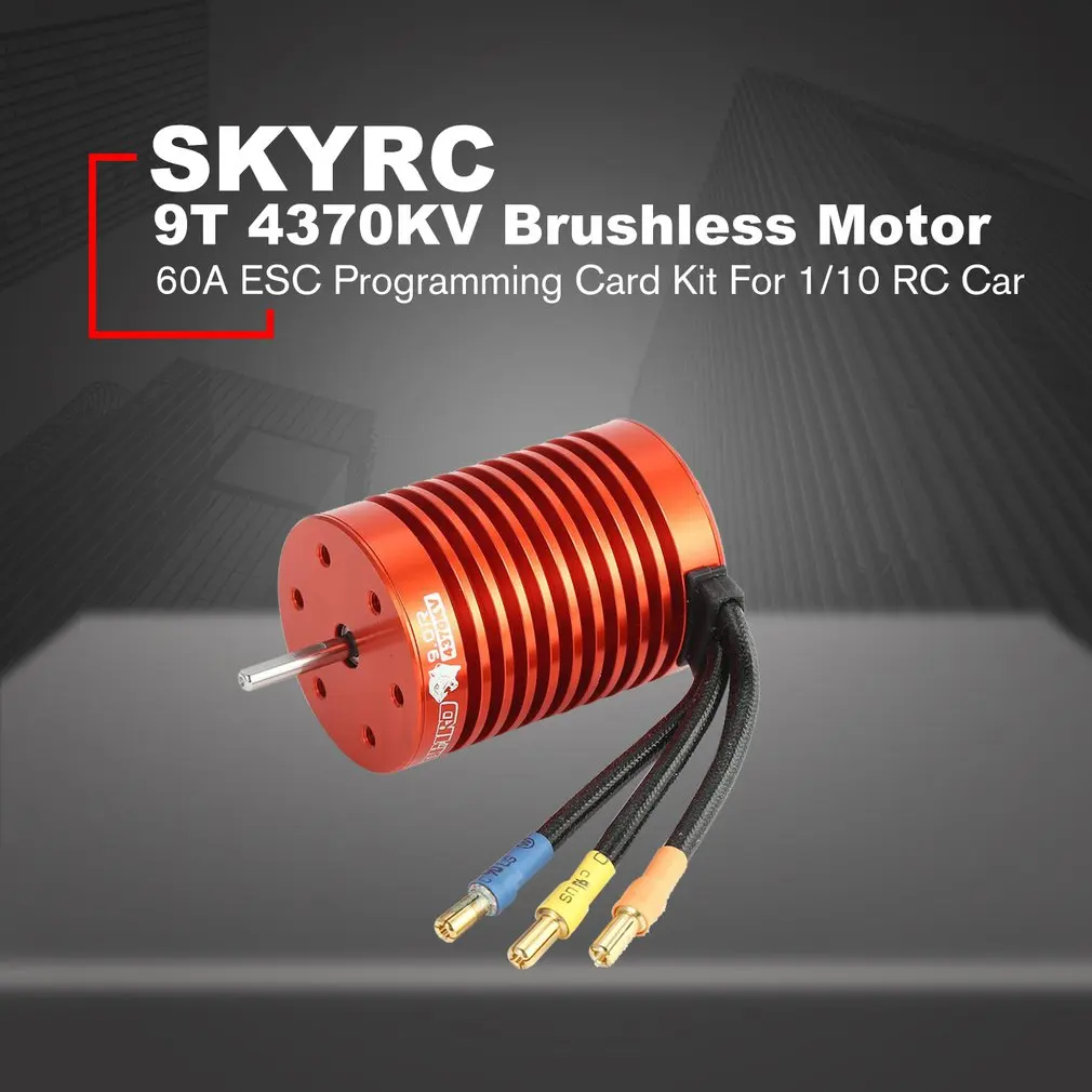 

SKYRC SK-300042-02 9T 4370KV Brushless Motor 60A Brushless ESC Programming Card Combo Set for 1/10 RC Car Truck