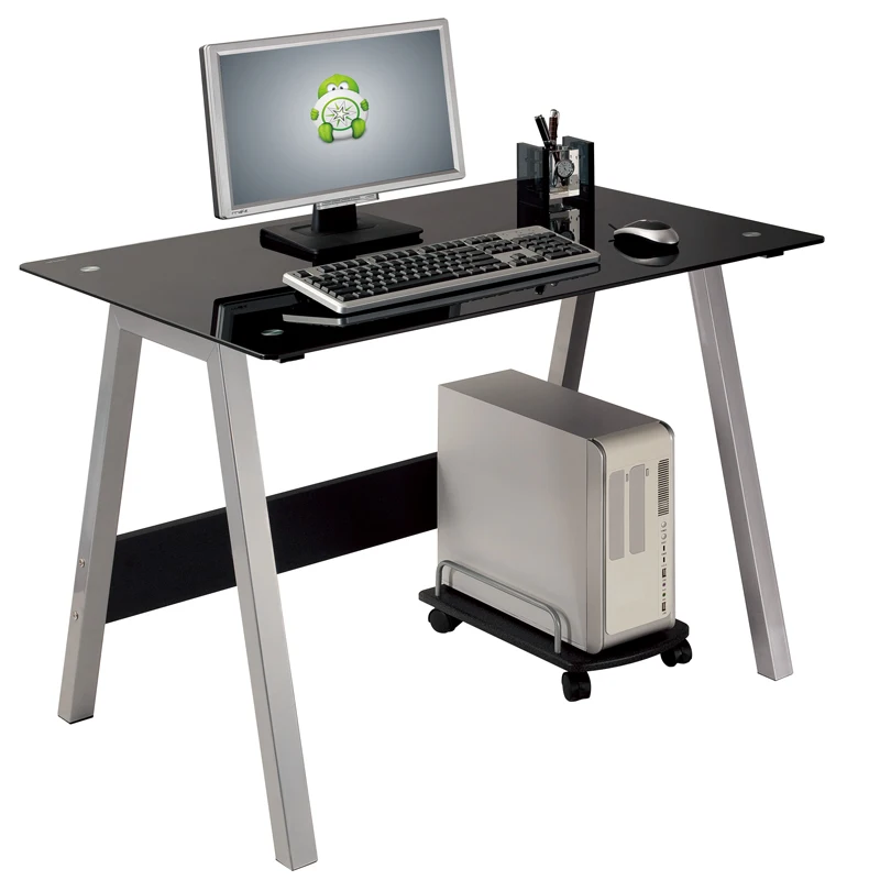 Glass Computer Desk Desktop Space Saving Small Home Bedroom Laptop