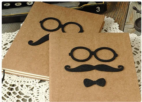 US $2 off per $12 New Vintage MR.Mustache series Kraft Paper notebook with blank inner page /DIY Journal Notepads/agenda | Канцтовары