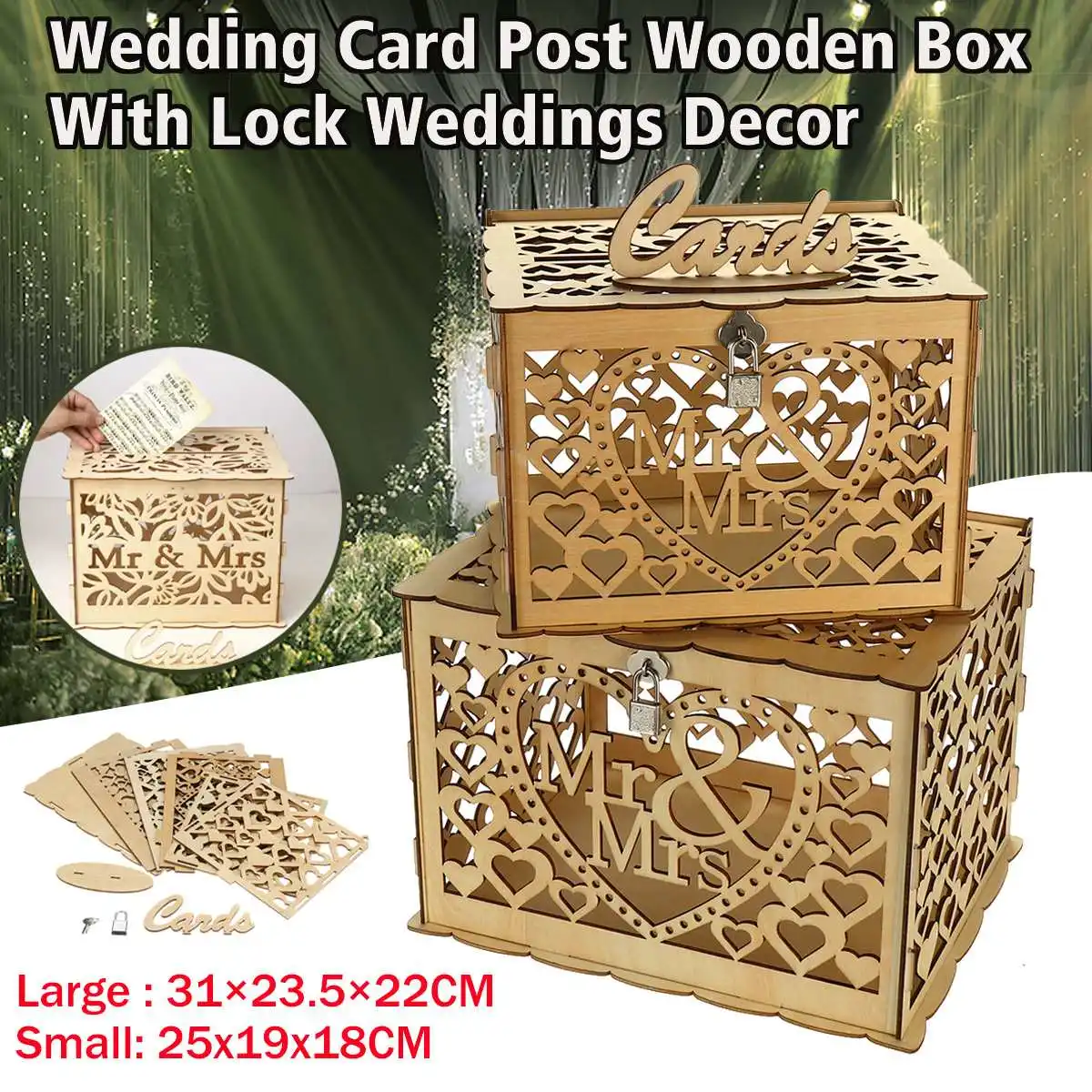 S/L размер DIY свадебная открытка коробка деревянная коробка для поздравительных открыток с замком великолепное свадебное украшение поставки вечерние Новые
