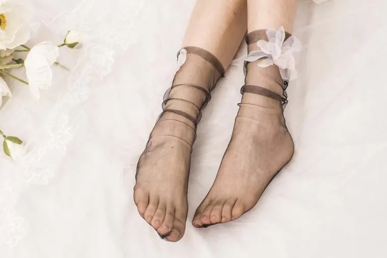 Трехмерный большой цветок Чистая Пряжа Прозрачный эластичный носок серия крутые женские эфирные тонкие носки женский сексуальный носок