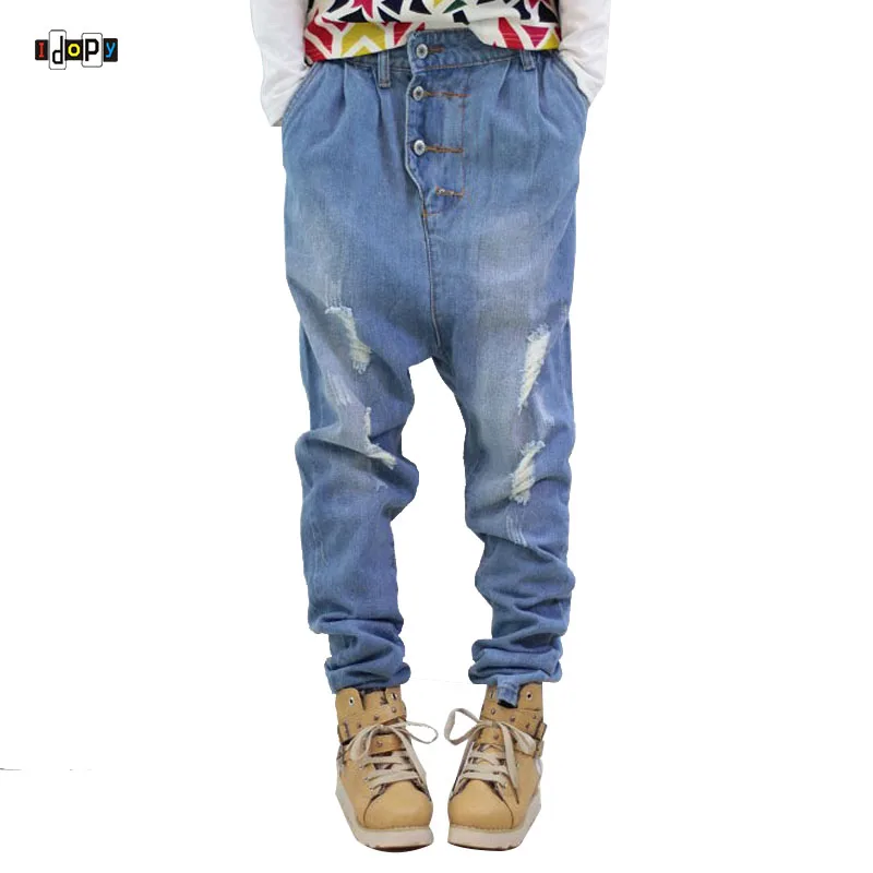 hip hop s low crotch 100 cotton acid washed faded blue baggy ripped distressed harem hip hop s low crotch 100 cotton acid washed faded blue baggy ripped distressed harem