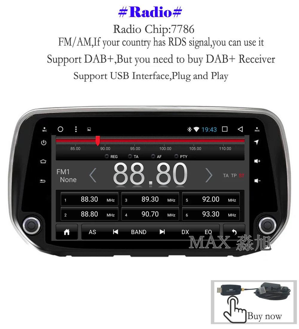 Discount MAX Android 8.1 Car DVD Player for Hyundai Santa Fe 2018 Car Radio RDS SWC GPS Navigation System Free Maps Bluetooth Call/Music 3