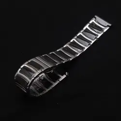 Черный Керамика Ремешки для наручных часов с запахом из нержавеющей стали наручные Интимные аксессуары кварцевые часы полосы 20 мм 22 мм