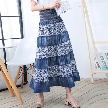 stretch waist denim skirt