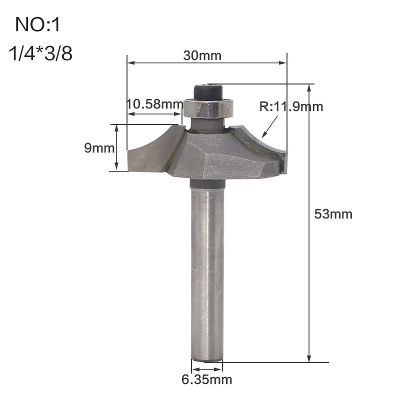 1 шт. 12,7 мм хвостовик Prrofessional ранга Таблица Край фрезы 1/" хвостовик карбида вольфрама плотничьи инструменты для работы с деревом фрезы - Длина режущей кромки: NO 1