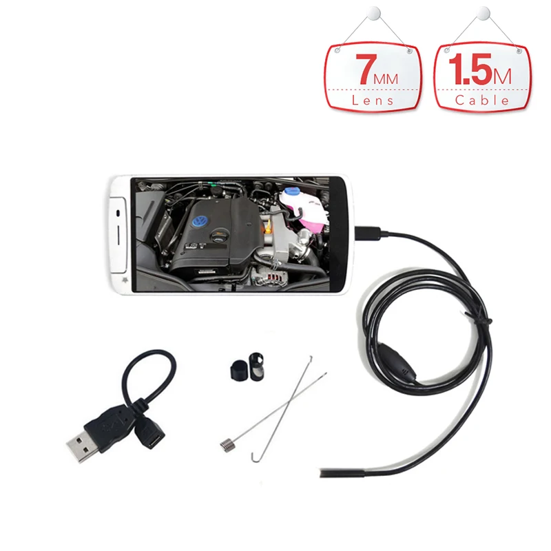 

AN97 7mm Lens 6LED Waterproof Android Endoscope Inspection OTG USB surveillance camera with 1.5m Cable for Android Phone Tablet
