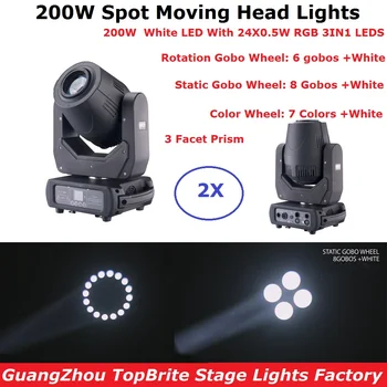 

2Pcs 200W Gobo LED Moving Head Lights Beam Spot Stage Lights With 24X0.5W RGB LEDS Good For Stage Theater Disco Nightclub Party