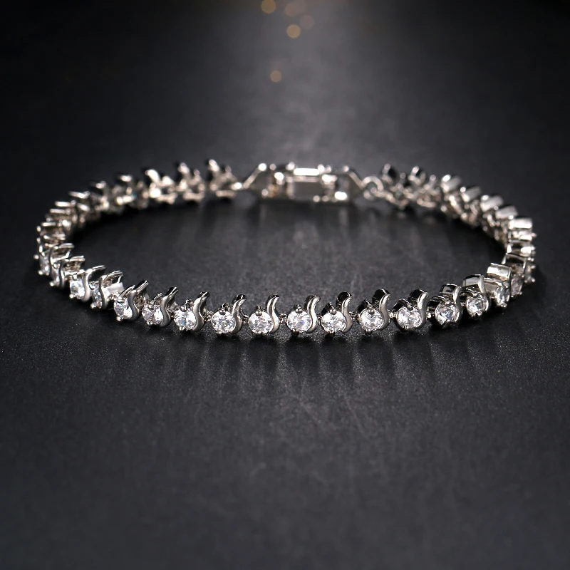 

Женский блестящий браслет высокого качества с цирконом AAA, модный браслет цвета белого золота для женщин, ювелирные изделия, подарок, Свадебная вечеринка