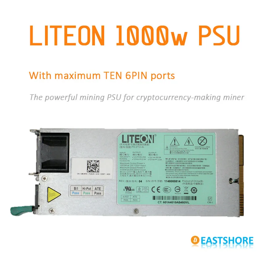 Power Supply LITEON 1000w server PSU for bitcoin mining