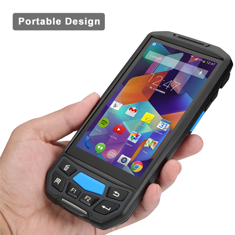 ISSYZONEPOS يده PDA 5 بوصة الروبوت 7.0 4G 2D الباركود ماسحة 2RAM 16G ROM وعرة PDA اللاسلكية قارئ شفرة التّعرّف طابعة