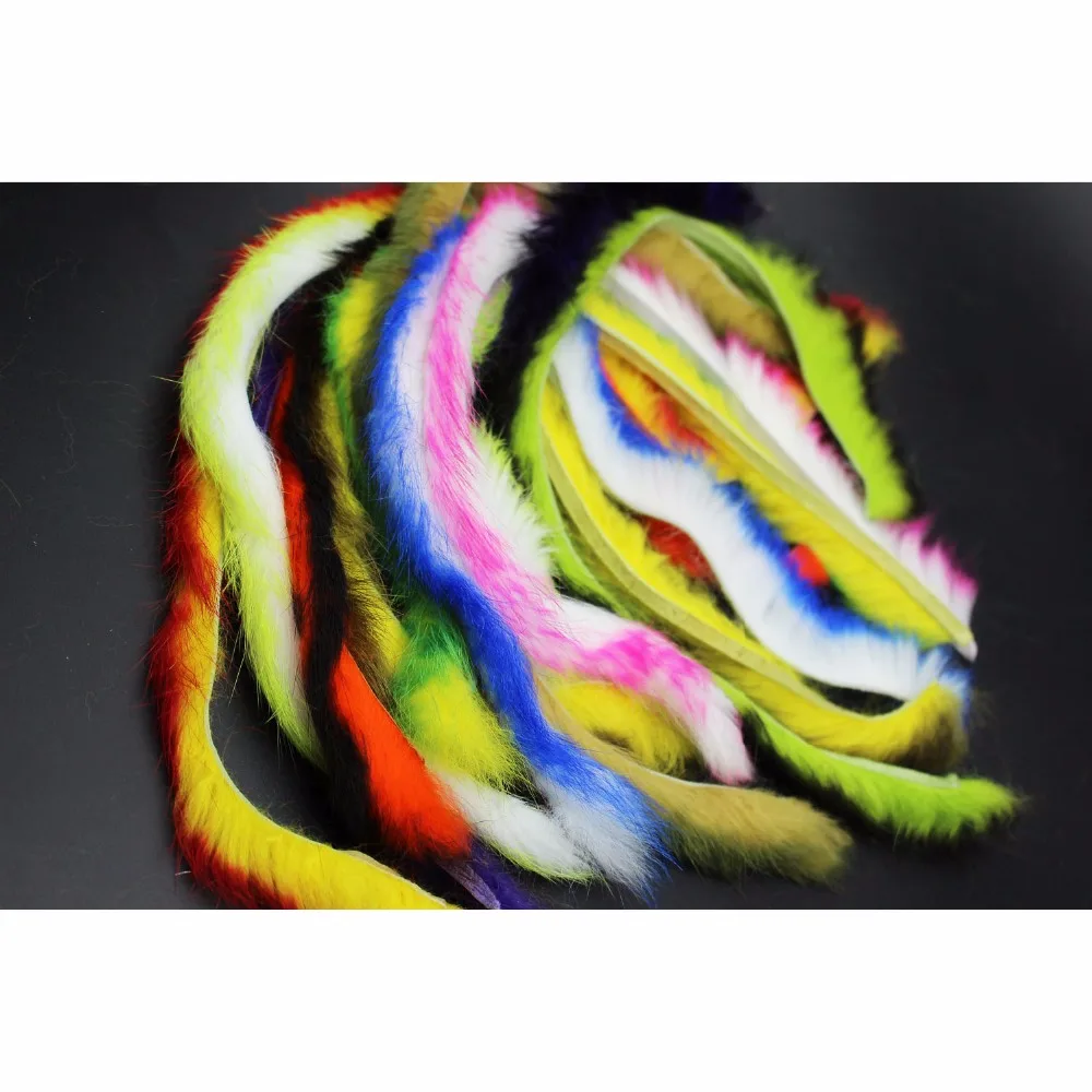 

Tigofly Top Quality 10 Colors Double Color Rabbit Zonker Strips Straight Cut 4.5MM Width Hare Hair Fur Bass Fly Tying Materials