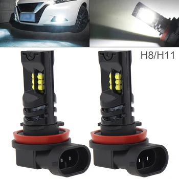 

2 Pcs Black 12V H8 H11 2525 SMD LED Lights 2400LM 6500K-7500K White Light Driving Running Car Fog Lamp Auto Light Bulbs