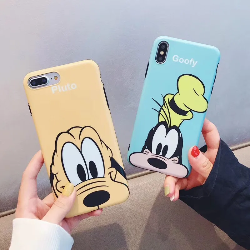 

Fashion anime cartoon Disneys Goofy Pluto mobile case for iphone XR XS MAX IMD matte soft back case for iphone 7 8 6S 6Plus capa