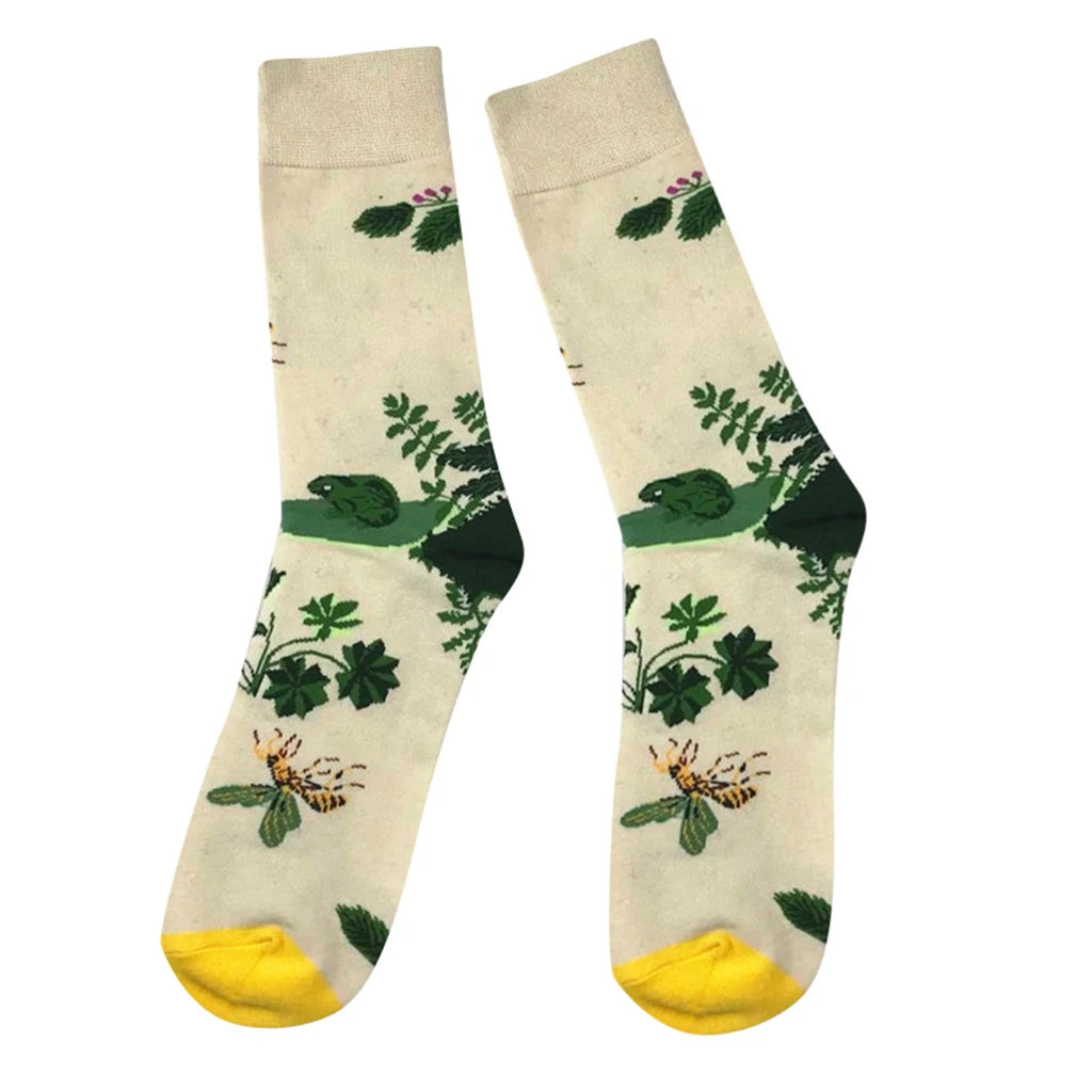 1 Pair Novelty Men’s Casual Cotton Crew Socks Stockings Brightly Colored Animal Patterns