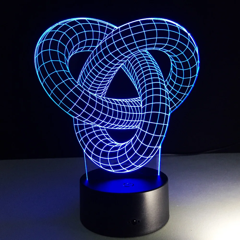  Artistic Abstraction Loop Knot Modern 3D USB Night Light Colorful LED Desk Table Light Lamp For Hom